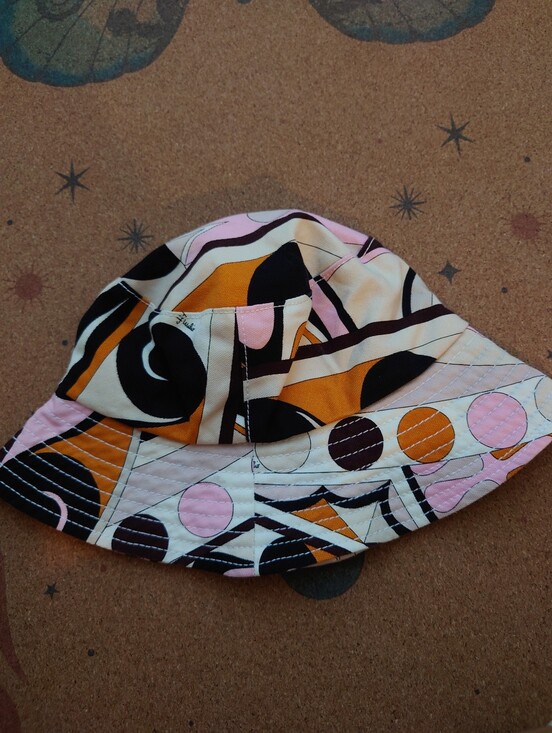 Emilio Pucci Accessories - Vintage Emilio Pucci Pink, Mustard & Black Patterned Bucket Hat New Without Tags